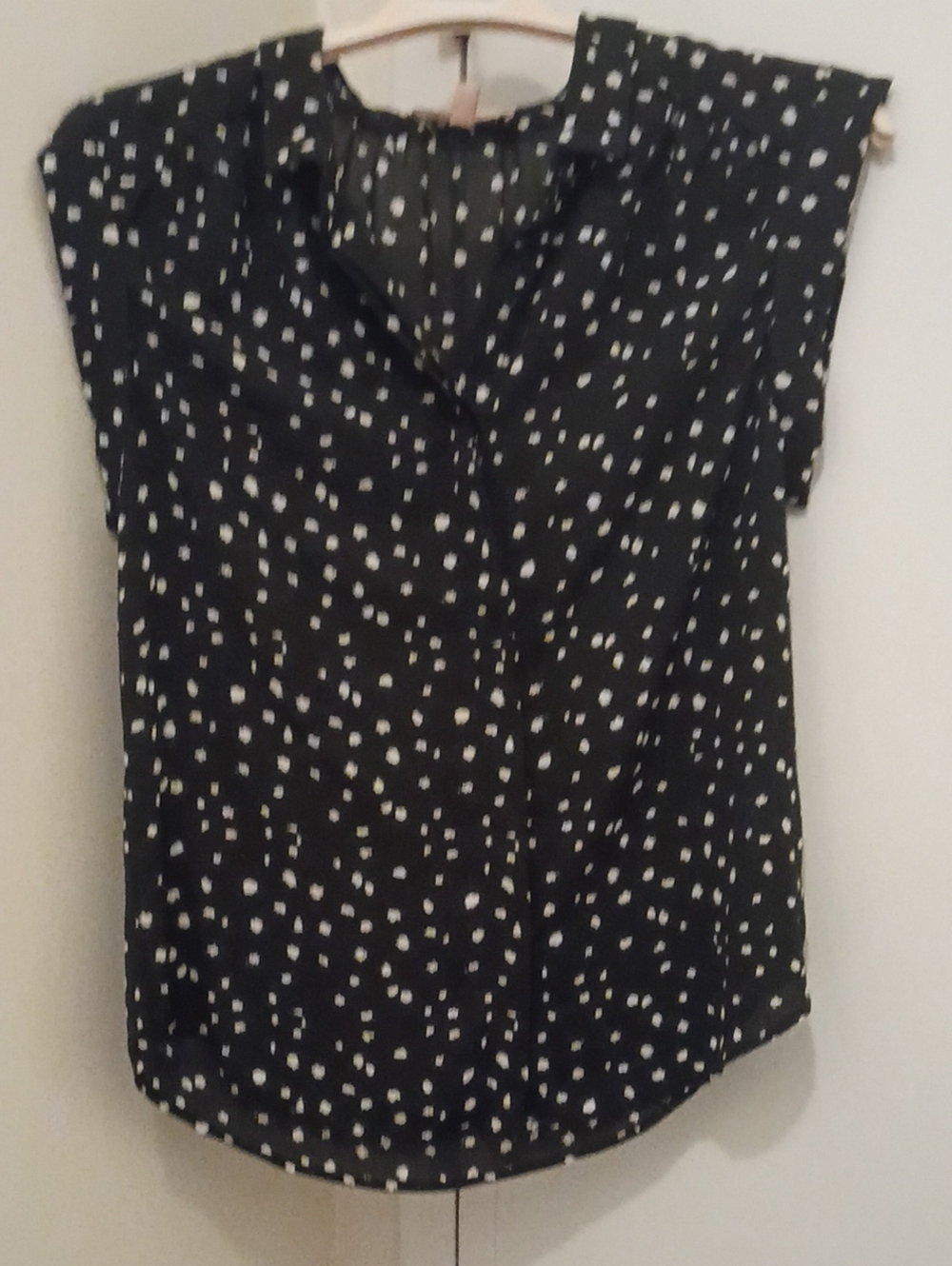 Philosophy Black Blouse with White Dot Print